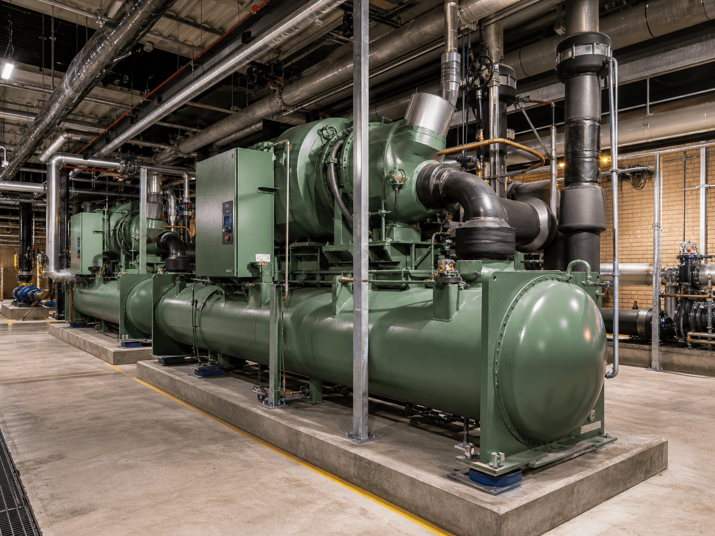 Industrial refrigeration plant room after maintenance